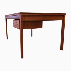 Danish Teak Desk or Dining Table with Pull-Out Leaves, 1960s