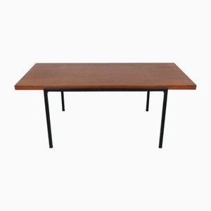 Teak Couchtisch mit schwarzem Metallgestell von Eduard Ludwig für Lotos Werkkunst, Deutschland, 1960er