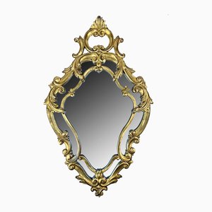Grand Miroir Mural Louis XV en Bois Sculpté et Doré