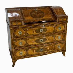 Baroque Secretary in Walnut Inlaid, Northern Italy, 1780s