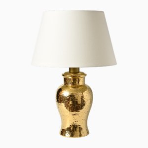 Golden Ceramic Table Lamp by by Aldo Londi for Bitossi, 1970s