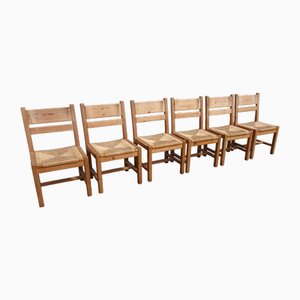 Chaises en Pin et Osier par Tage Poulsen pour GM Möbler, Danemark, 1974, Set de 6