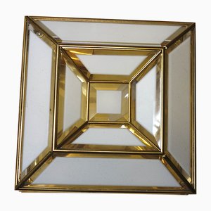 Brass-Glass Ceiling Lamp from Unbekannt, 1970s