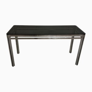 Console Table in Chrome and Smoked Glass by George Ciancimino, 1970s