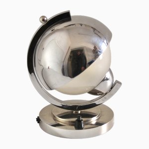 Vintage French Chrome and Glass Table Lamp in the style of Jacques Adnet, 1930s