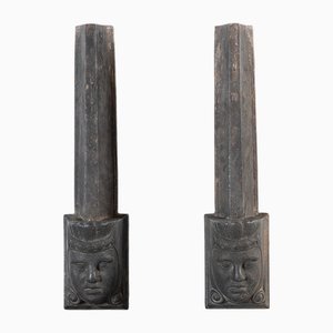 Fireplace Logs with an Image of a Prince, 1900, Set of 2