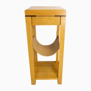 Französischer Pflanzenhalter aus Eiche & Leder