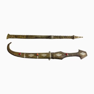Late 19th Century Moroccan Letter Openers Brass & Stone, 1890s, Set of 2