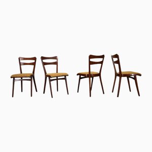 Vintage Esszimmerstühle aus Nussholz von Mier Topolcany, Tschechoslowakei, 1960er, 4er Set