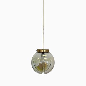 Brass and Art Glass Murano Pendants, Italy, 1970s, Set of 3