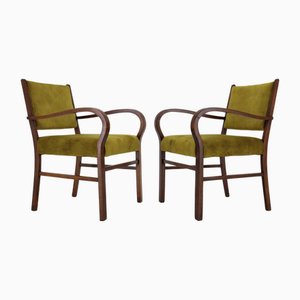 Art Deco Beech Armchairs, Czechoslovakia, 1940s, Set of 2