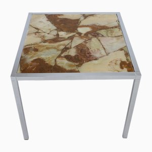 Resin and Stone Chrome Plated Coffee Table, Germany, 1980s