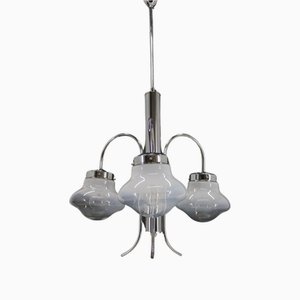 Chrome Plated Chandelier with Murano Glass, Italy, 1960s