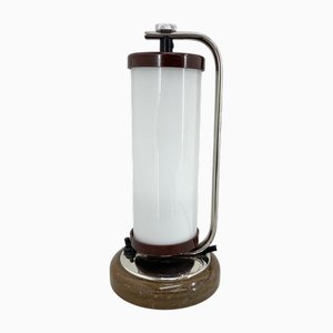 Tubular Table Lamp with Wooden Base, 1930s