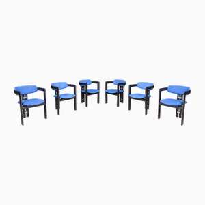 Pamplona Armchairs in Royal Blue Upholstery by Augusto Savini for Pozzi, Italy, 1960s, Set of 6