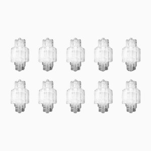 Large Wall Chandeliers with Murano Ice Glass from Venini, Italy, 1960s