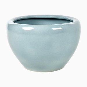 Übertopf aus glasierter blauer Keramik