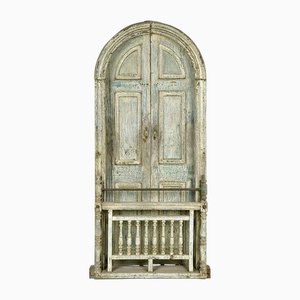 Indian Door in Patinated Solid Wood with Balustrade