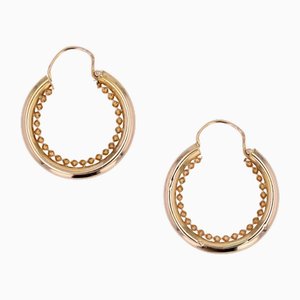 French 18 Karat Rose Gold Twisted Hoop Earrings, 1960s, Set of 2