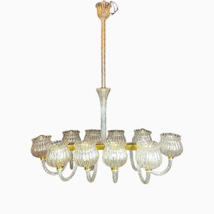Lustre en Verre de Murano dans le style de Barovier, Italie, 1950s