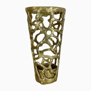 Hollywood Regency Brutalist Brass Umbrella Stand, Italy, 1970s
