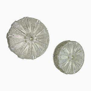 Textured Glass Wall or Ceiling Lights attributed to Hillebrand Leuchten, 1970s, Set of 2