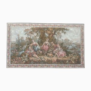 Tapisserie Jacquard Style Aubusson Vintage avec Motif Gallant Meeting, France, 1970s