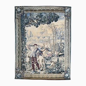 Vintage French Aubusson Style Hand-Printed Tapestry with Medieval Motif, 1950s