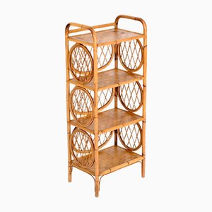 Italian 4-Shelf Bookcase in Bamboo and Rattan by Vivai del Sud, 1970s