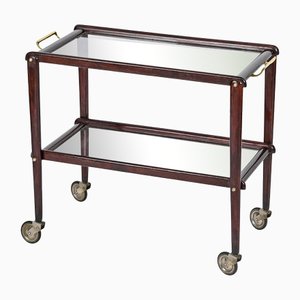 Mid-Century Italian Serving Trolley in Wood and Glass attributed to Cesare Lacca, 1950s