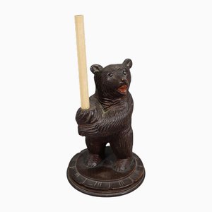 Schwarzwälder Stiftehalter aus geschnitztem Holz mit Bär, 1930er