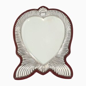Specchio da toeletta vittoriano a forma di cuore in argento, XIX secolo