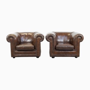 Ensemble de grands fauteuils Chesterfield de style anglais en noir