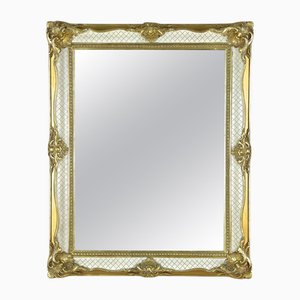 Mid-Century Venetian Rococo Style Gilt and White Wall Mirror, 1950s