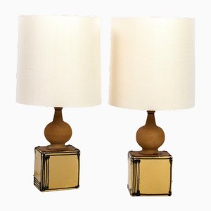 Lámparas de mesa escandinavas Mid-Century modernas de cerámica de Heerwegen, 1971. Juego de 2