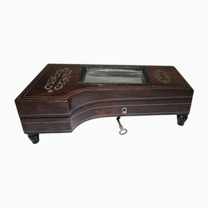 19th-Century Silver and Exotic Wood Inkwell in the shape of Piano, 1880s