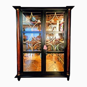 Black Lacquered Display Bookcase, 1940s