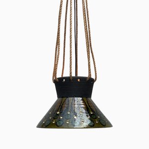 Moderne dänische Mid-Century Studio Hängelampe aus Keramik von Lehmann Keramik, Langeland, 1960er