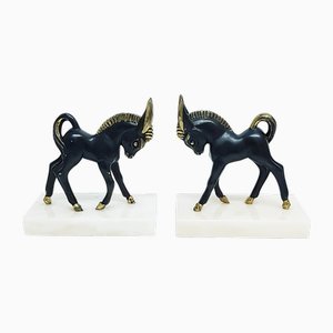 Französische Vintage Buchstützen für Pferde, 2er Set