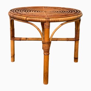 Italian Round Bamboo Coffee Table, 1960s