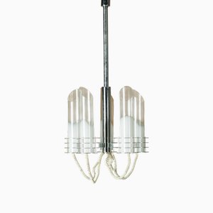 5 Zylinder Deckenlampe aus Chrom & Glas, Italien, 1970er