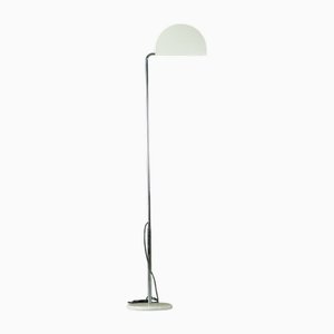 Weiße Vintage Mezzaluna Stehlampe von Bruno Gecchelin für Skipper, Italien, 1970er