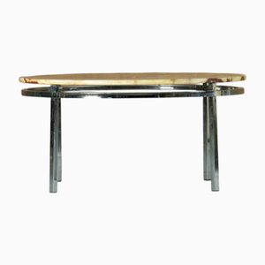 Mid-Century Couchtisch aus Chrom & Marmorplatte, Italien, 1970er