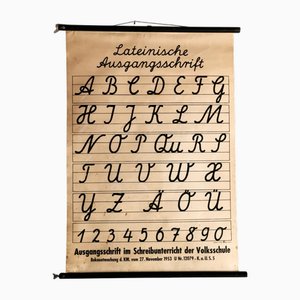 Mid-Century School Wall Chart with Latin Source Script, 1950s