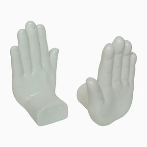 Vintage Hand-Shaped Ceramic Bookends, 1970s, Set of 2