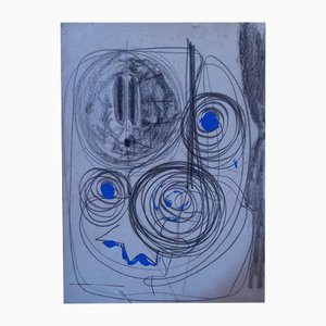 Ferdinando Meccani, Komposition, 1969, Holzkohle & Tempera auf Papier