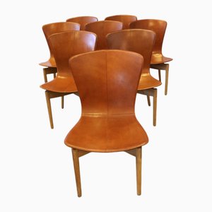 Shell Dining Chair in Leather and Oak by Michael Dreeben