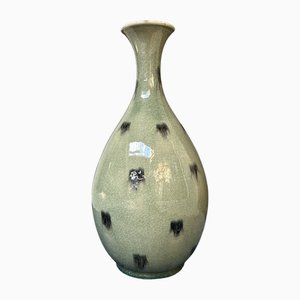 Japanese Spotted Celadon Flower Vase for Ikebana, Noma Gazan, 1960s