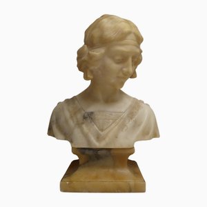 Antique Art Nouveau Carved Alabaster Bust, 1920s
