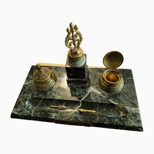 French Marble and Bronze Inkwell, 1890s